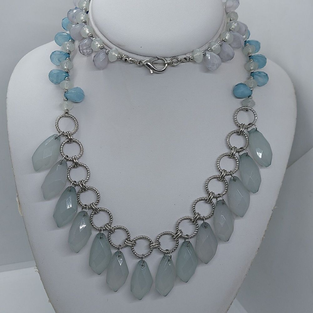 Beautiful Blues Beaded Long Necklace